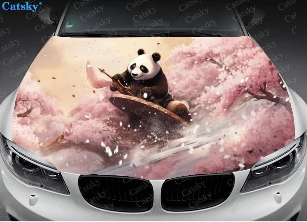 Panda Neon Oil Paintings Car Hood Vinyl Stickers Wrap Vinyl Film Engine Cover Decals Sticker on Car Auto Accessories