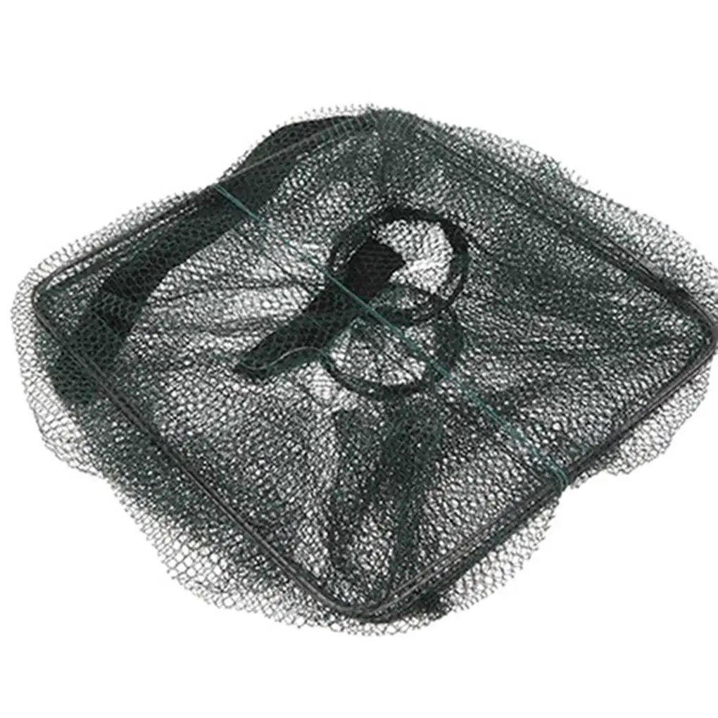 Foldable Rectangle Nylon Mesh Crab Fish Casting Fishing Net Spring Frame Bait Cultivation Crayfish Catcher Tackle