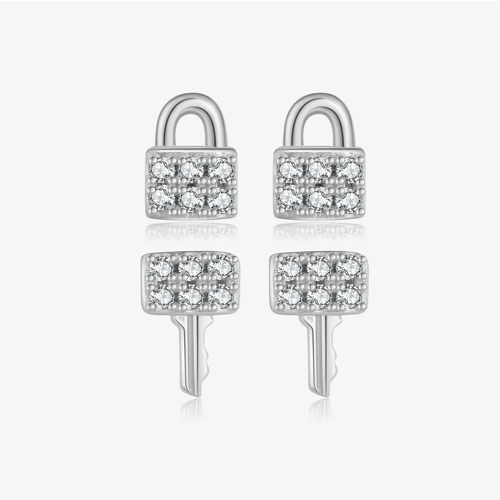 VEWANT 925 Sterling Silver Lock Key CZ Zircon Stud Earring 2025 Tiny Women Dainty Birthday Gift Jewelry