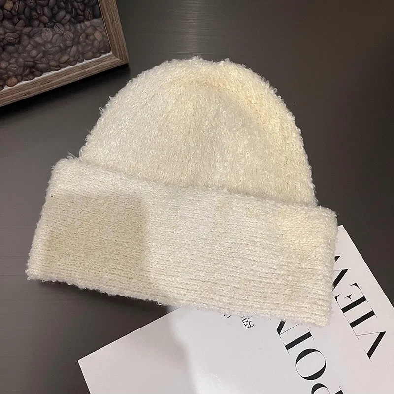 

Beige NEW 2025 Fur Furry Plush USA Women's Girls Outdoor Knitted Winter Hat Women Lady Warm Caps Soft head Beanie Knitting Cap