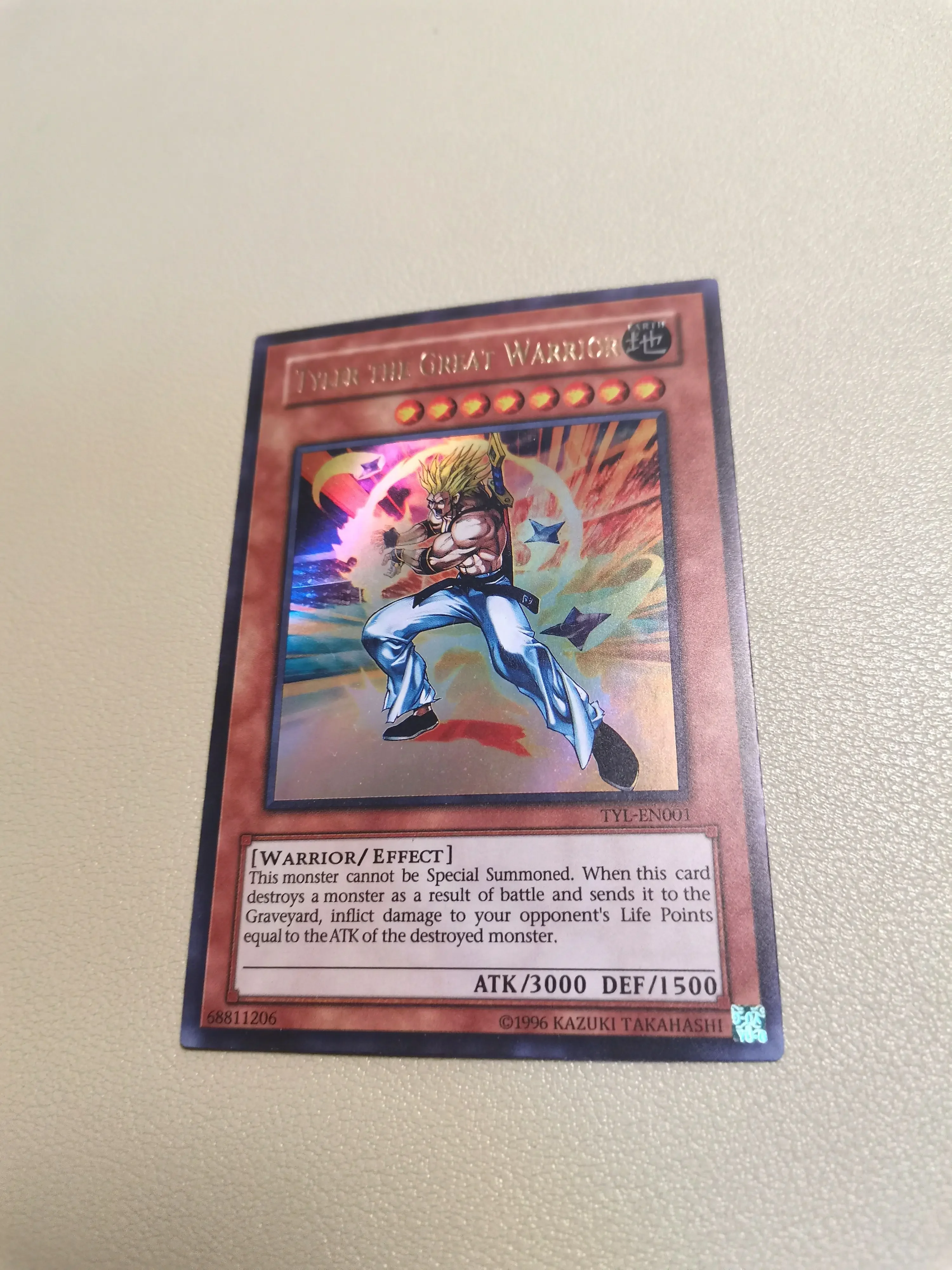 YuGiOh Tyler The Great Warrior Animation Characters Self Made Refraction Flash Card Anime Classics Game Collection Cards Toy