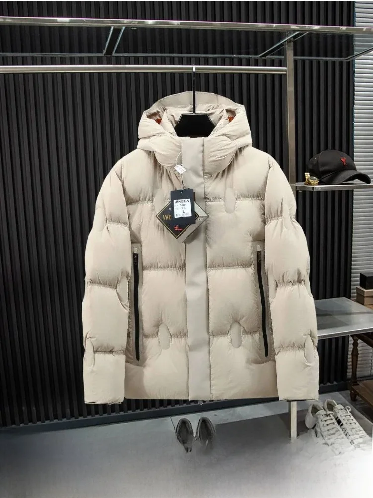 

Итальянская роскошная мужская модная теплая зимняя куртка из 90% белого утиного пуха, ветрозащитная, повседневный стиль, на молнии
