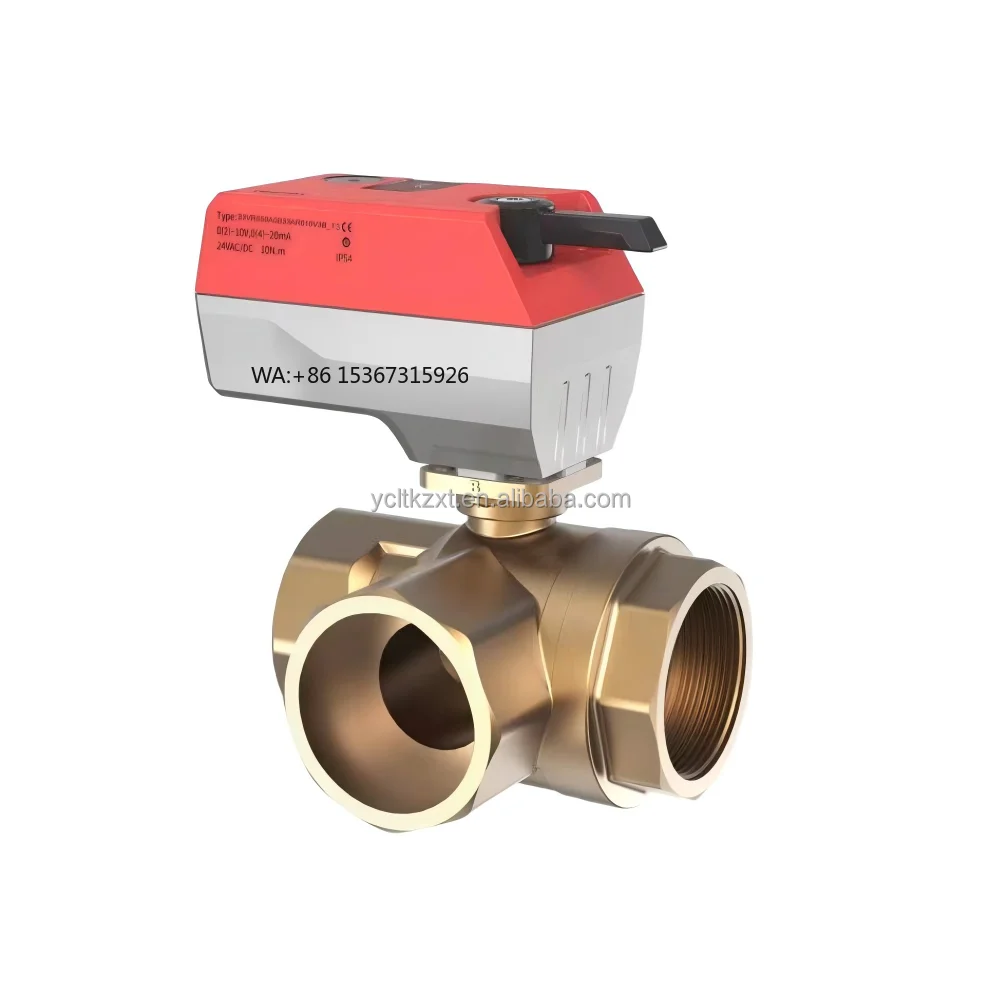 

DN32 Brass Electric Ball Valve Stainless Steel Core 24V AC Control 1/2\" Rp Connection for Air Conditioner Water Flow OEM