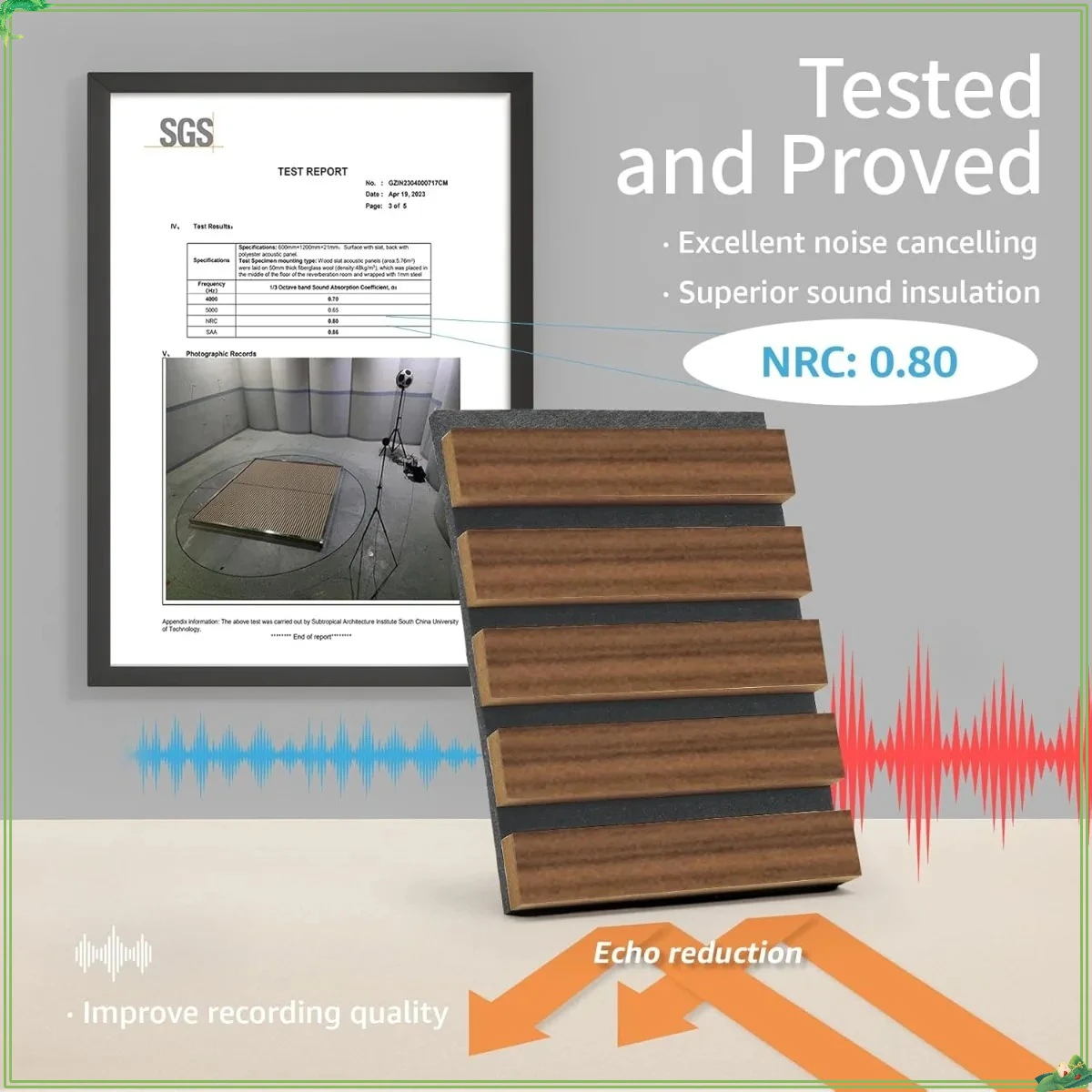 ​ ​ 4-pack akoestische houten lattenwandpanelen - 3D gecanneleerde geluidsabsorberende donkere walnoot voor muur en plafond ​ ​