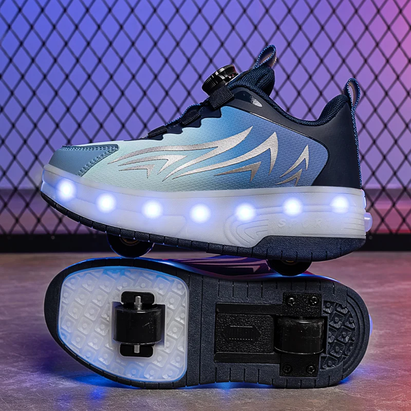 كعب للأولاد بعجلتين قابل للسحب: أحذية صيفية غير مرئية للأطفال الأكبر سنًا