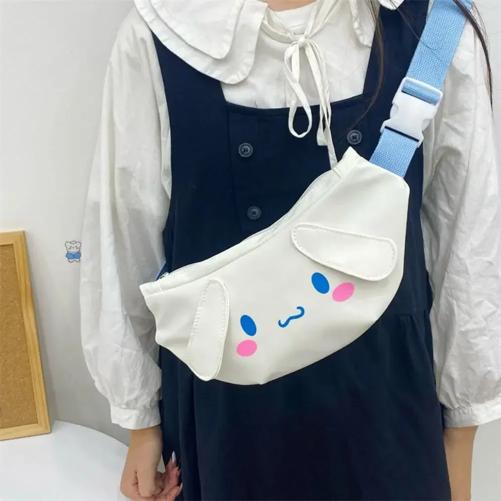 Cinnamoroll Kuromi Messenger Bag Shoulder Bag Sanrio MyMelody Cute Cartoon All-match Casual Style Chest Bags Mobile Phone Bag