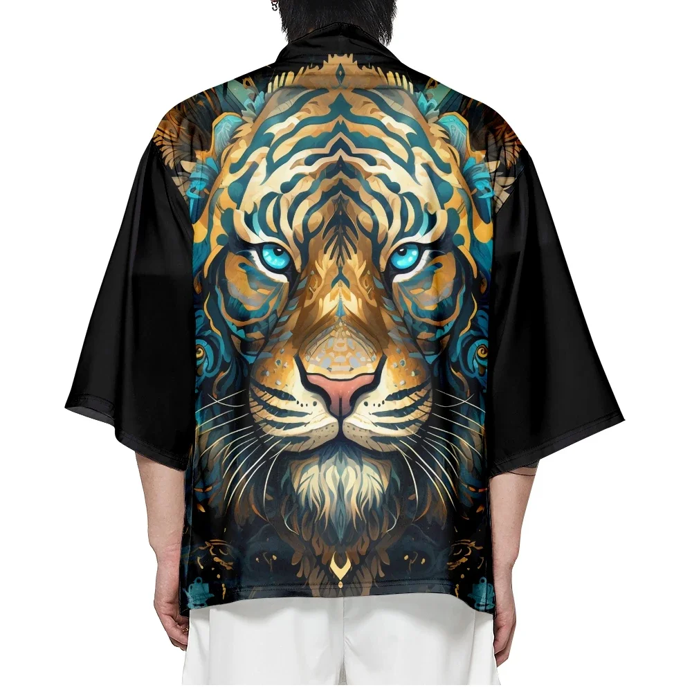 

Japanese Anime Cosplay Costume Kimono Haori Loose Woman Man Summer Coat Black Print Cardigan clothing for man