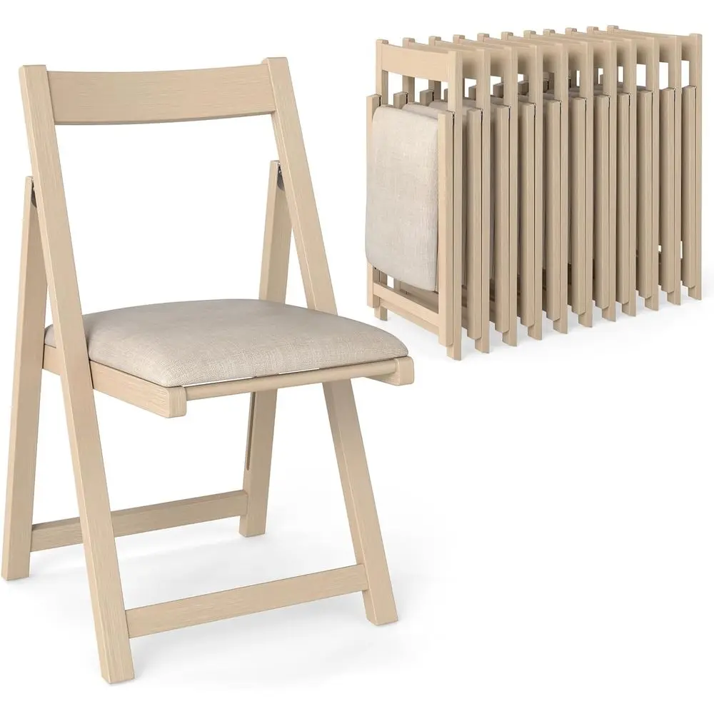 

Set of 12 Padded Seat Dining Chairs with Ergonomic Backrest, Suitable for Home and Restaurant, Beige