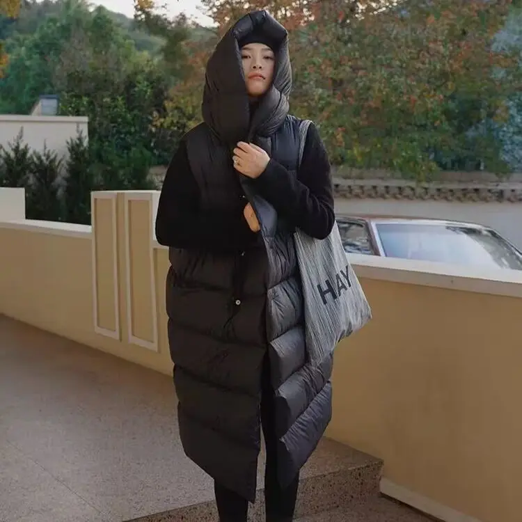 Gilet Long à capuche pour femme, ample, pour les déplacements, nouvelle collection automne et hiver 2025