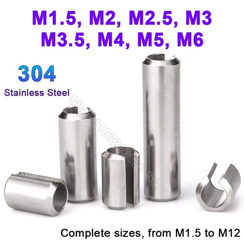 5-50pcs M1.5 M2 M2.5 M3 M3.5 M4 M5 M6 Spring-Type Straight Pins 304 Stainless Steel Spring Elastic Cylindrical Cotter Pin Dowel