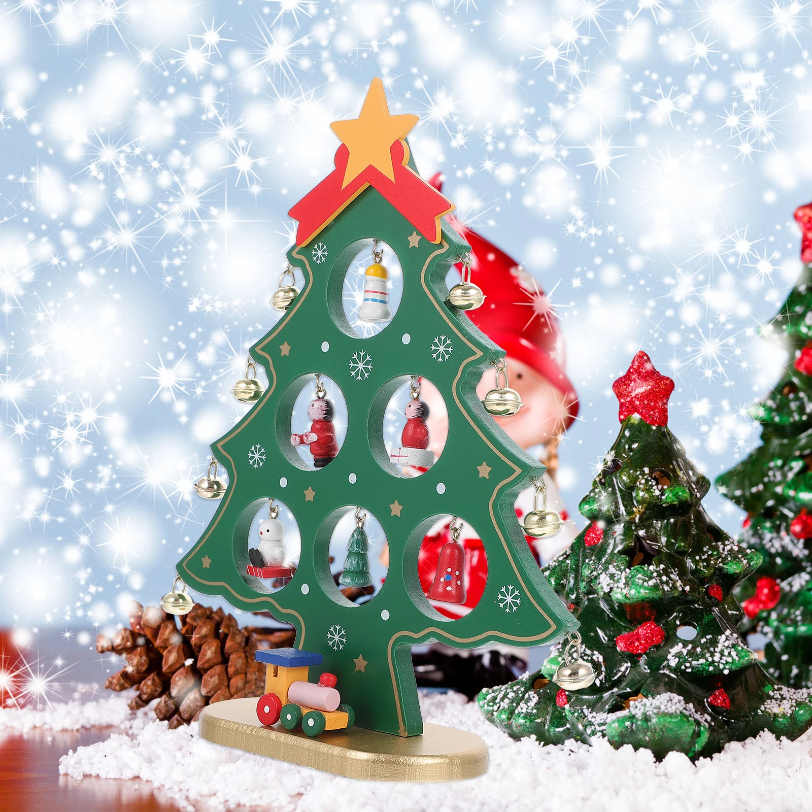 

Christmas Tree Decoration Ornaments Table Top Trees for Wood Small Desktop Xmas