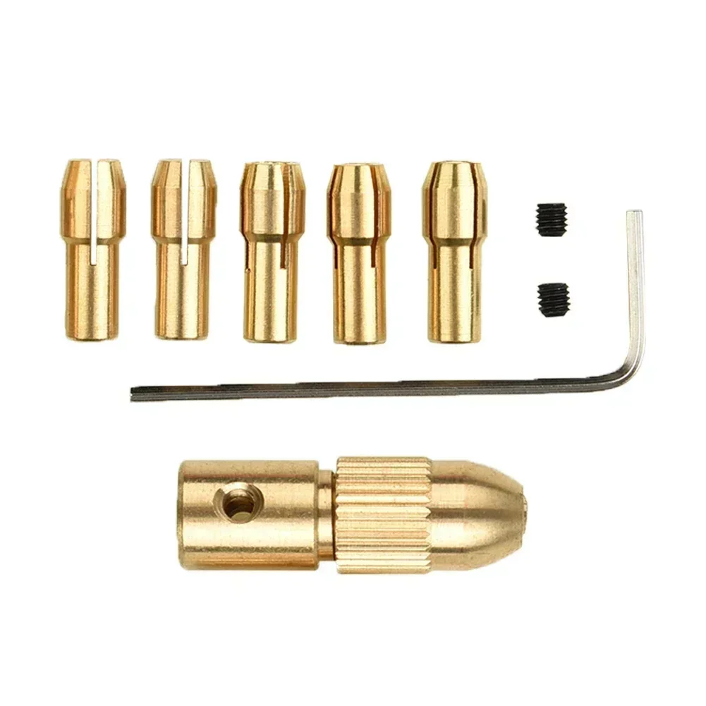 8pcs/set 0.5-3mm Brass Collet Mini Drill Chucks For Electric Motor Shaft Drill Bit Tools Metal Drills Chuck Adapter