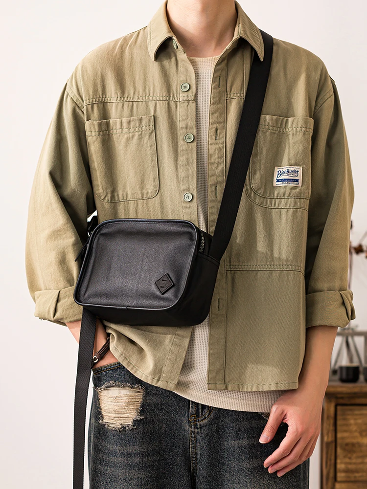 PNDME casual high-quality first layer cowhide men crossbody bag outdoor daily work handmade genuine leather black shoulder bag