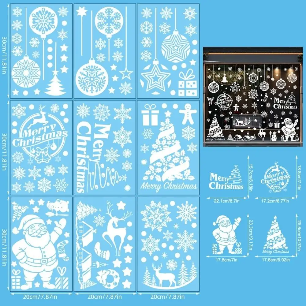 PVC Christmas Window Sticker White Castle Self Adhesive Static Cling Decals DIY Christmas Snowflake Stickers Shopping Mall