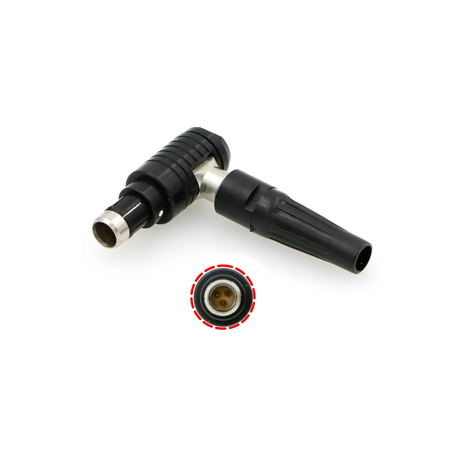 Alvins Fischer 3 Pin Male Right Angle Connector Circular Push-Pull Male Cable Plug for ARRI Alexa | Mini LF Camera| RED