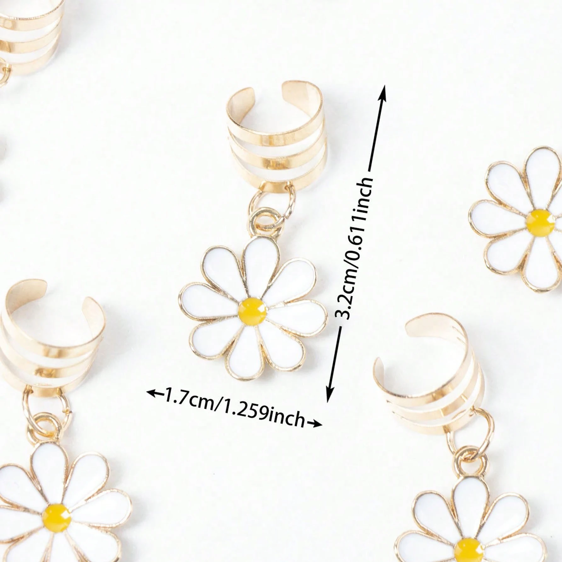 10pcs Exquisite White chrysanthemum Hair Rings - Vintage Inspired Braid Accessories for Women, Trendy Hair Barrettes