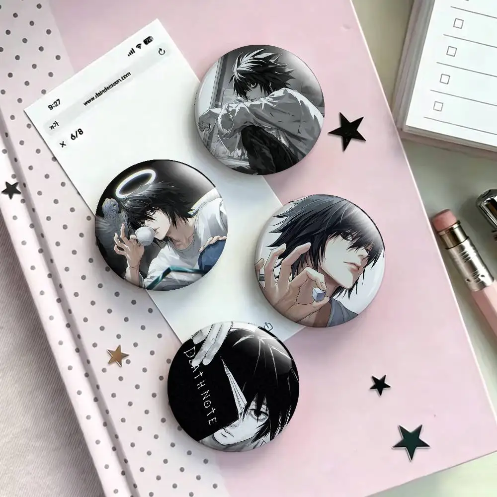L-Lawliet D-Death Note Laser Badge Creative Pins Brooch for Bag Clothes Hat Decor Gifts Fans Collect