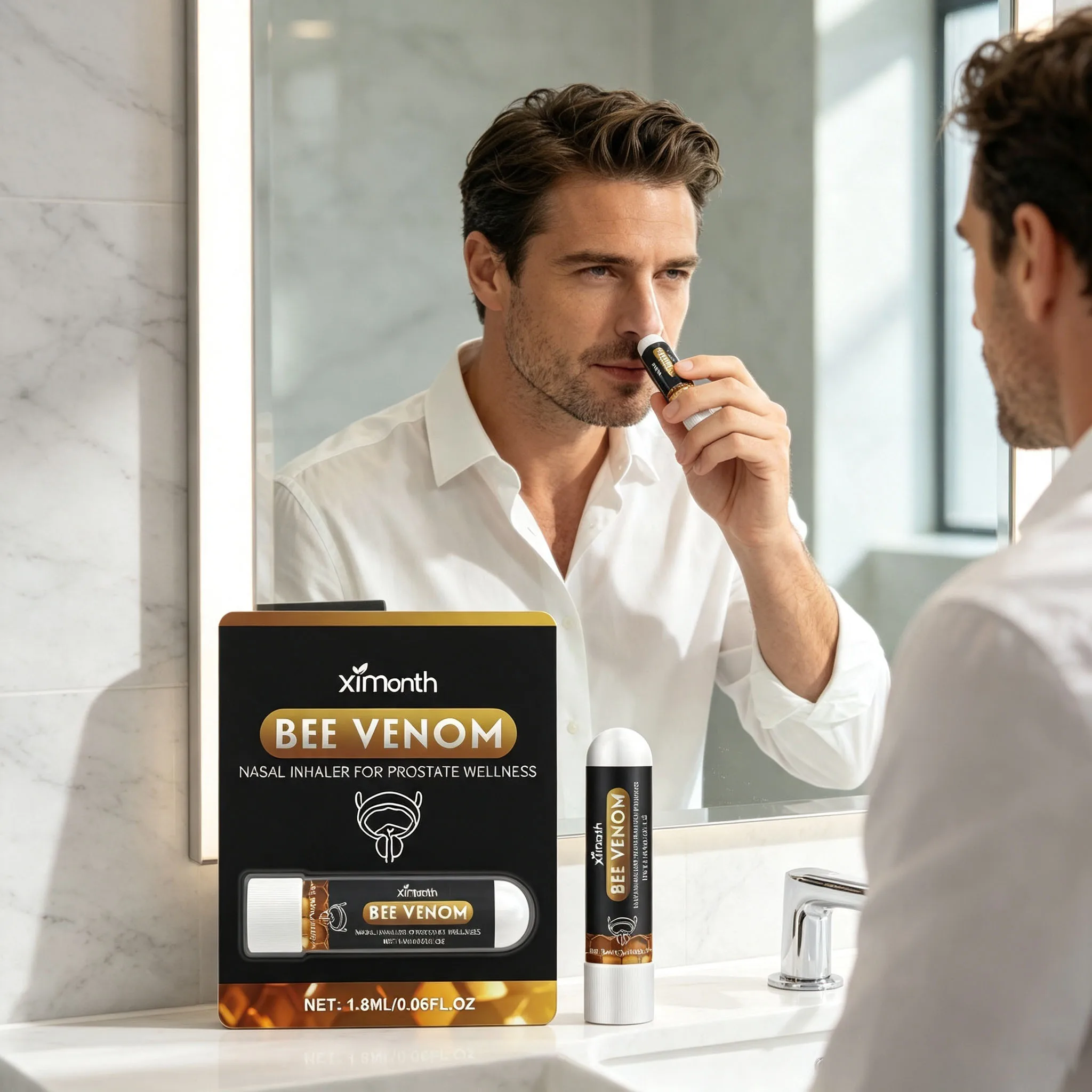 XIMONTH Men's Activate Inhaler Activates Brain Enhances Endurance Energy Reduce Prostate Inflammon Relieve Stress Nasal Inhaler