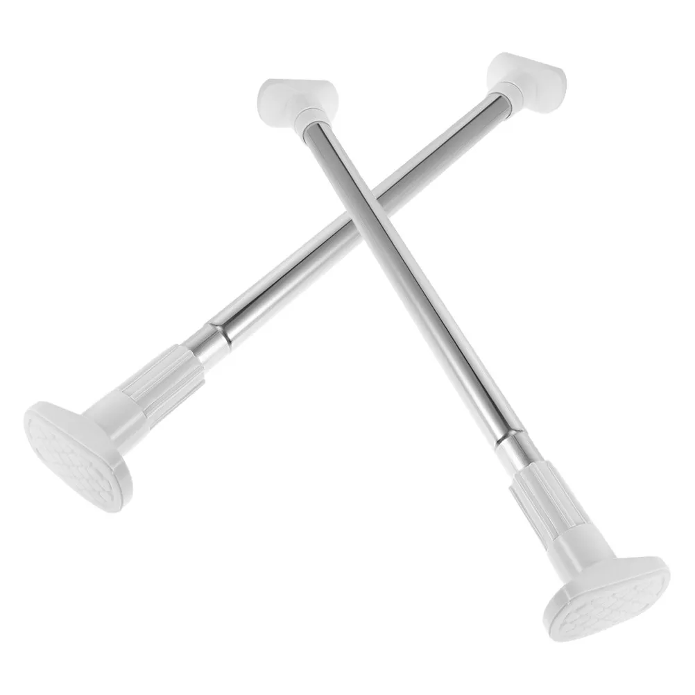 2Pcs Adjustable Stainless Steel Closet Rod Telescopic Heavy Duty No Drill Closet Hanging Bar for Clothes Drying Bedroom