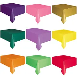 Disposable Plastic Party Wedding Tablecloth Set Catering Meal Tableware Table Cloth Rectangular Solid Color Table Cover Decor