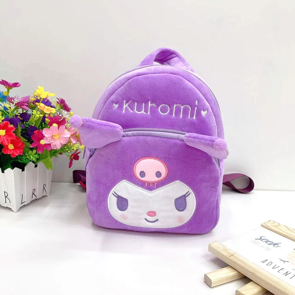 Sanrio Plush กระเป๋าเป้สะพายหลัง Kuromi Melody Cinnamoroll Plush กระเป๋าสะพายไหล่คีย์ Dompet Koin Kindergartenschool กระเป๋าเด็กผู้หญิงของขวัญ