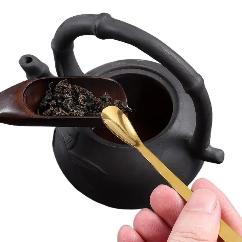 

Kitchen Tool Cleaning Pot Measuring Tea Stainless Steel Tea Needle Stick Gold Silver Matcha Spoon Tea Scoop Tea Ceremony Teaware