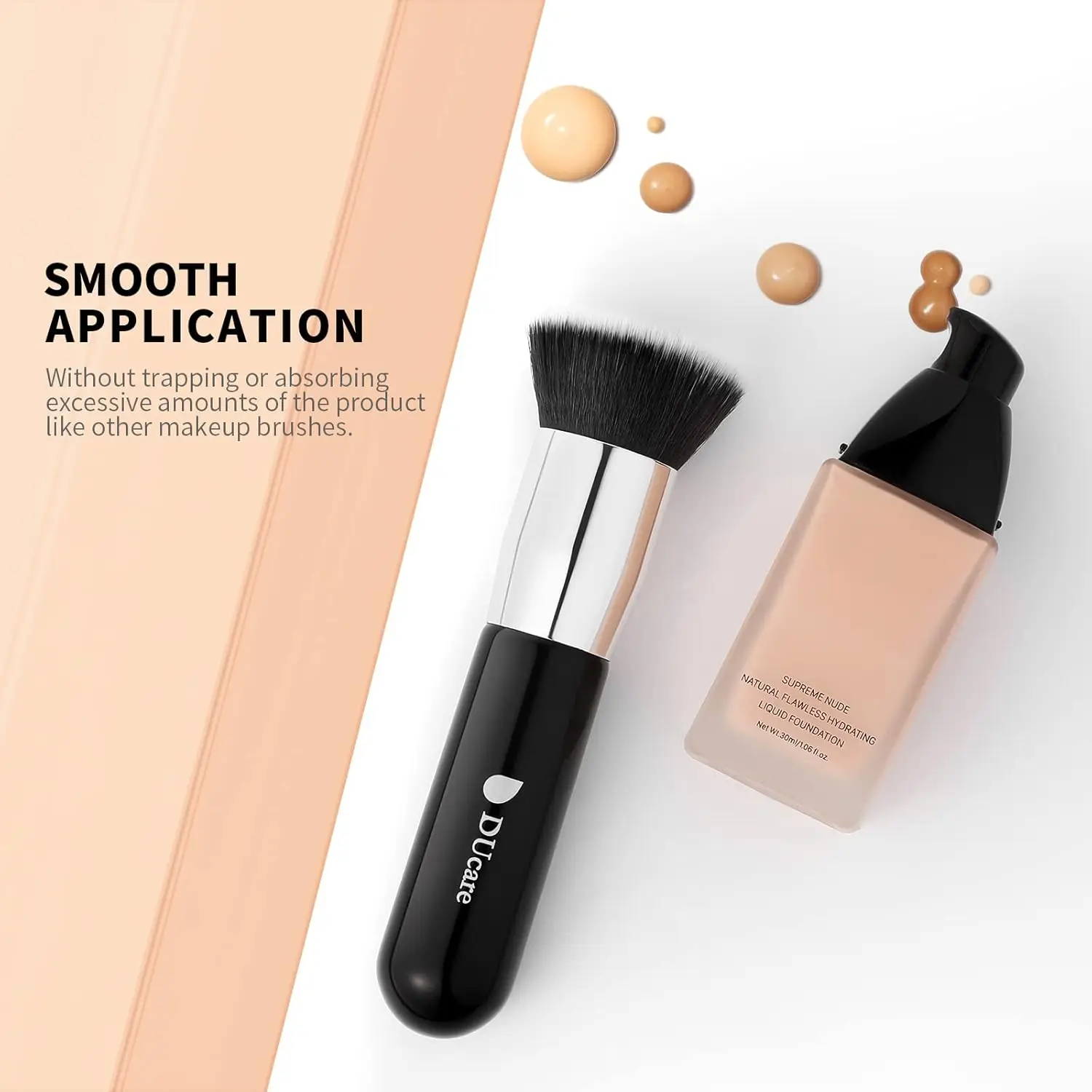 DUcare Black Flat Top Kabuki Foundation Brush for Liquid Makeup Professional Stick Buffing Blending Mineral Powder Makeup Brush