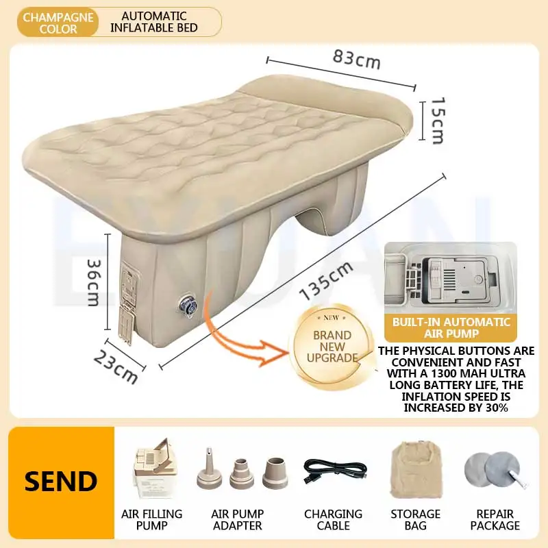 

Car Mounted Automatic Inflatable Bed Car SUV Rear Exhaust Cushion Bed Camping Travel Bed Inflatable Sleeping Pad Sleeping Bed