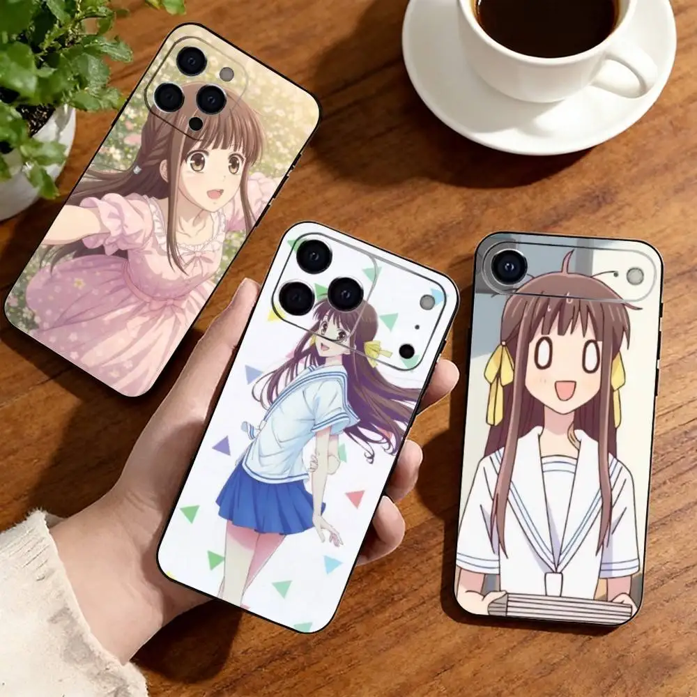 

Fruits Basket Phone Case For iPhone17,16,15,14,13,12,11 Plus,Pro Soft Silicone Black Case