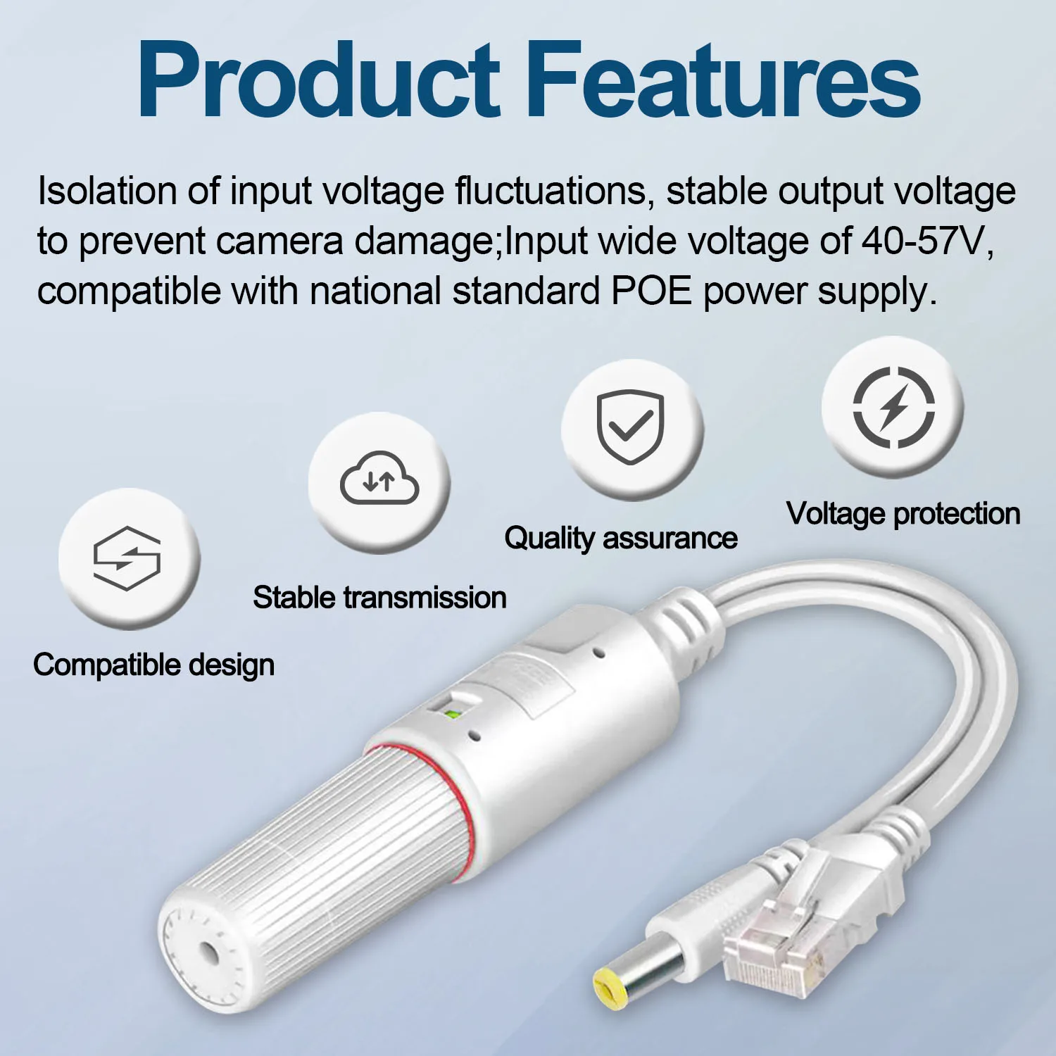 Imagem -06 - Poe Splitter 48v a 12v Adaptador à Prova Dágua dc Ativo Separador Adaptativo Módulo de Alimentação do Cabo Injetor para 100m ip Câmera 1.2a