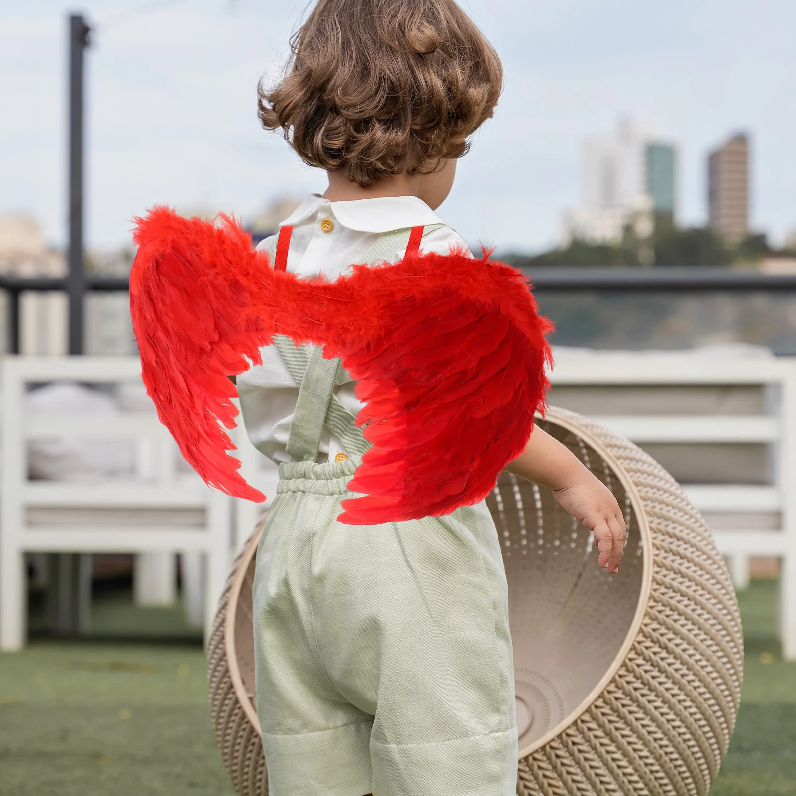 Disfraz de fiesta con alas de Ángel, adorno en forma de ala, accesorios para niñas, utilería de rendimiento, vestido rojo de hadas