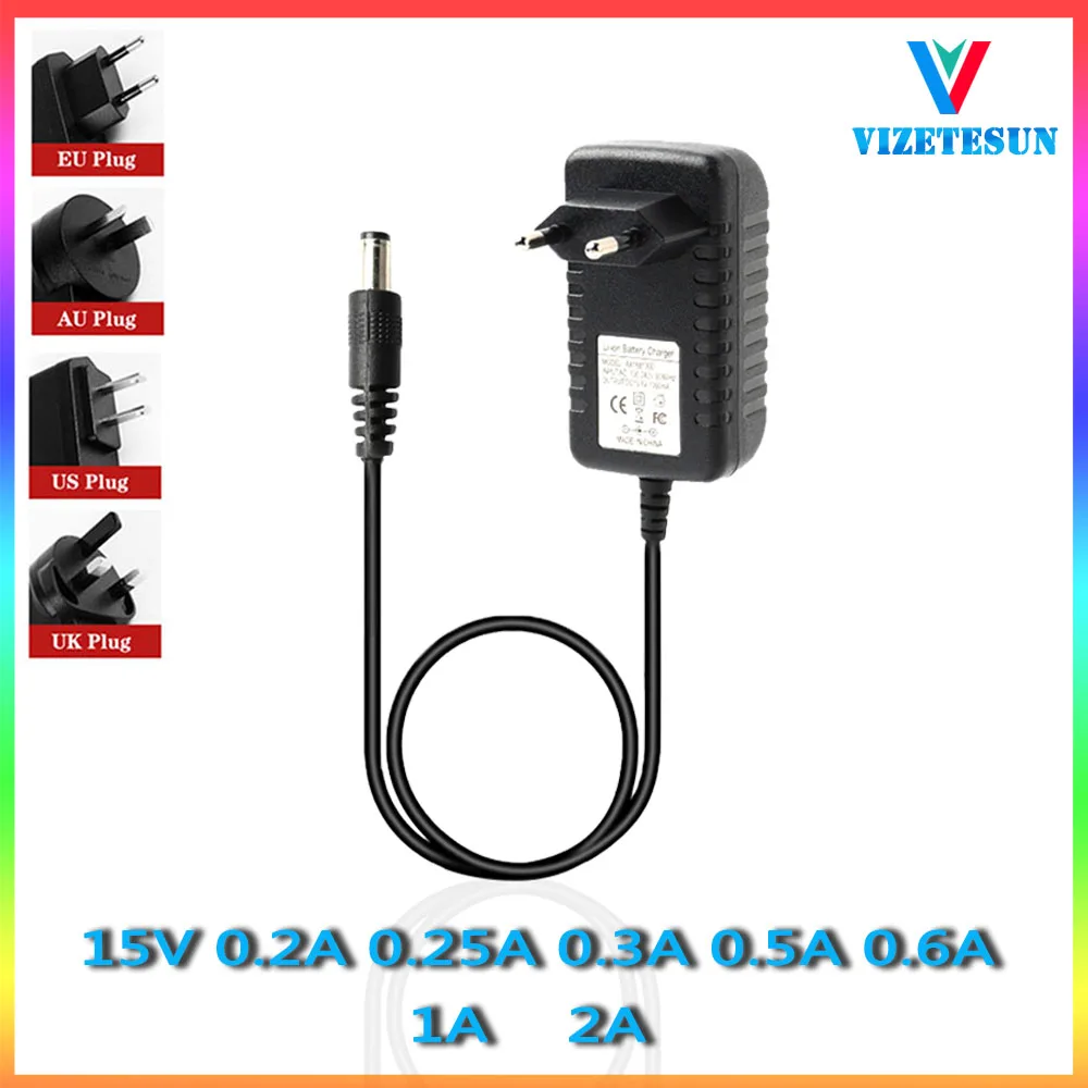 

220V AC To DC 15V 200mA 250mA 300mA 500mA 600mA 1A 2A Switching Power Adapter