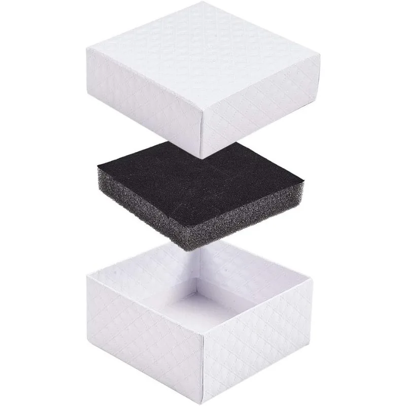 12 Pcs Square Cardboard Jewelry Set Boxes with Sponge Inside for Jewelry Bracelet Necklace Pendants Ring Crafts Birthday