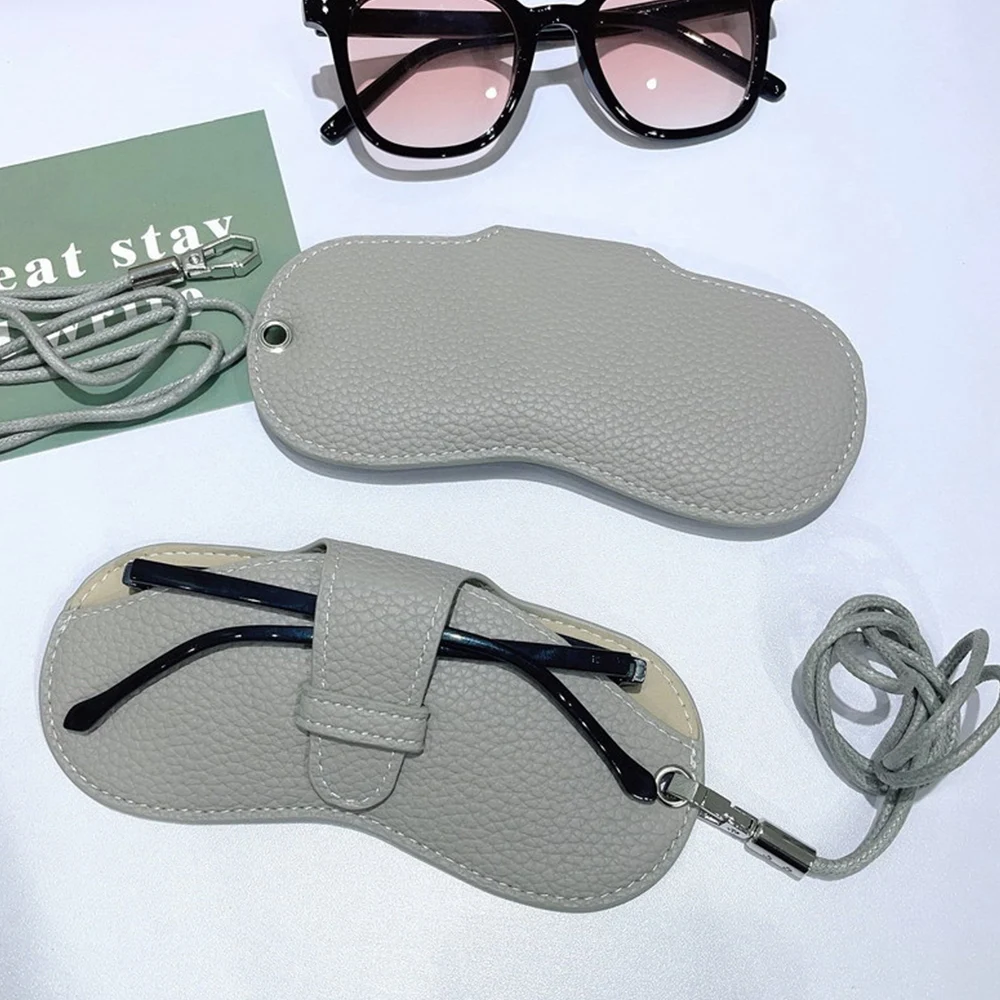 Leather Soft Glasses Bag For Women Glasses Case With Sling Fashion Lightweight Sunglasses Box Solid Color Simply Eyewear Cases