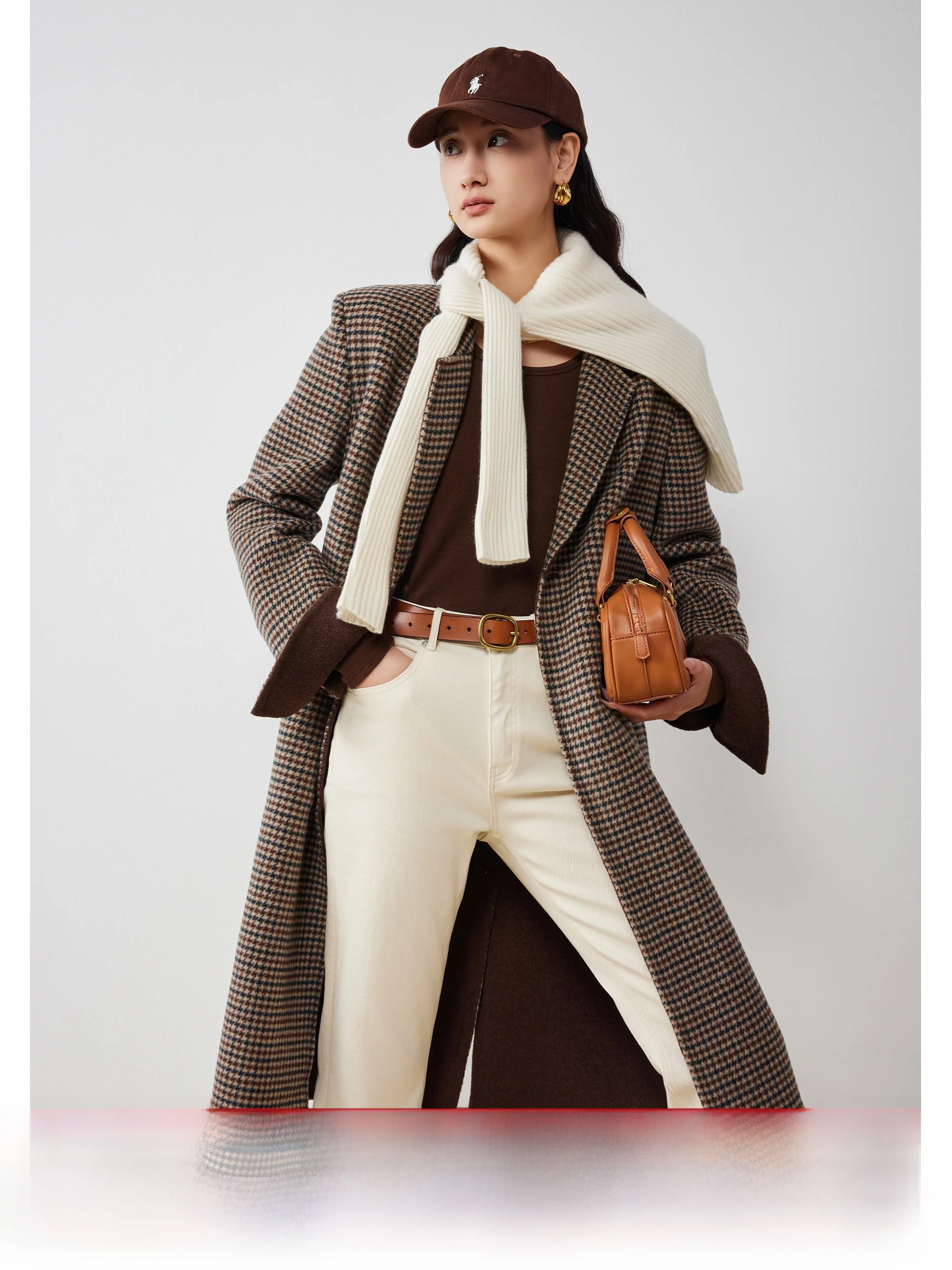 

Женское шерстяное пальто XUS с отложным воротником, элегантное, в клетку, для повседневной носки, комфортное, зимнее