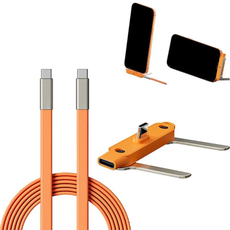 

240W Phone Charging Stand Foldable Type C to Type C Fast Charging Cable Hide T Shaped Bracket For Phone Laptop Gaming Console