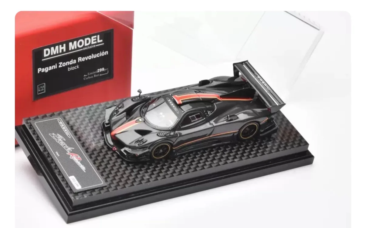 DMH 1:64 Pagani Zonda R Bright Black carbon custom limited edition resin model for children gift ornaments