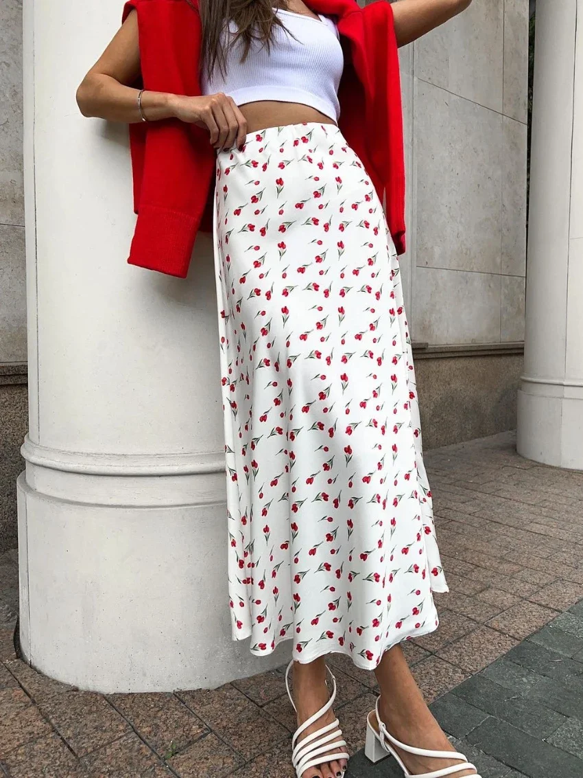 Bornladies Elegant Slim Print Women'S Skirt Bodycon High Waist Midi Skirts Streetwear Classic Skirt Fashion Female Clothing 2023