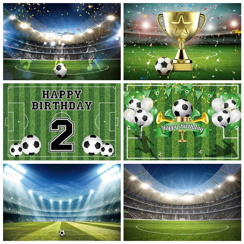 Real Madrid Bernabeu Football Stadium Photo Backdrop Kids Birthday Party Sport Theme Photography Background Custom Name