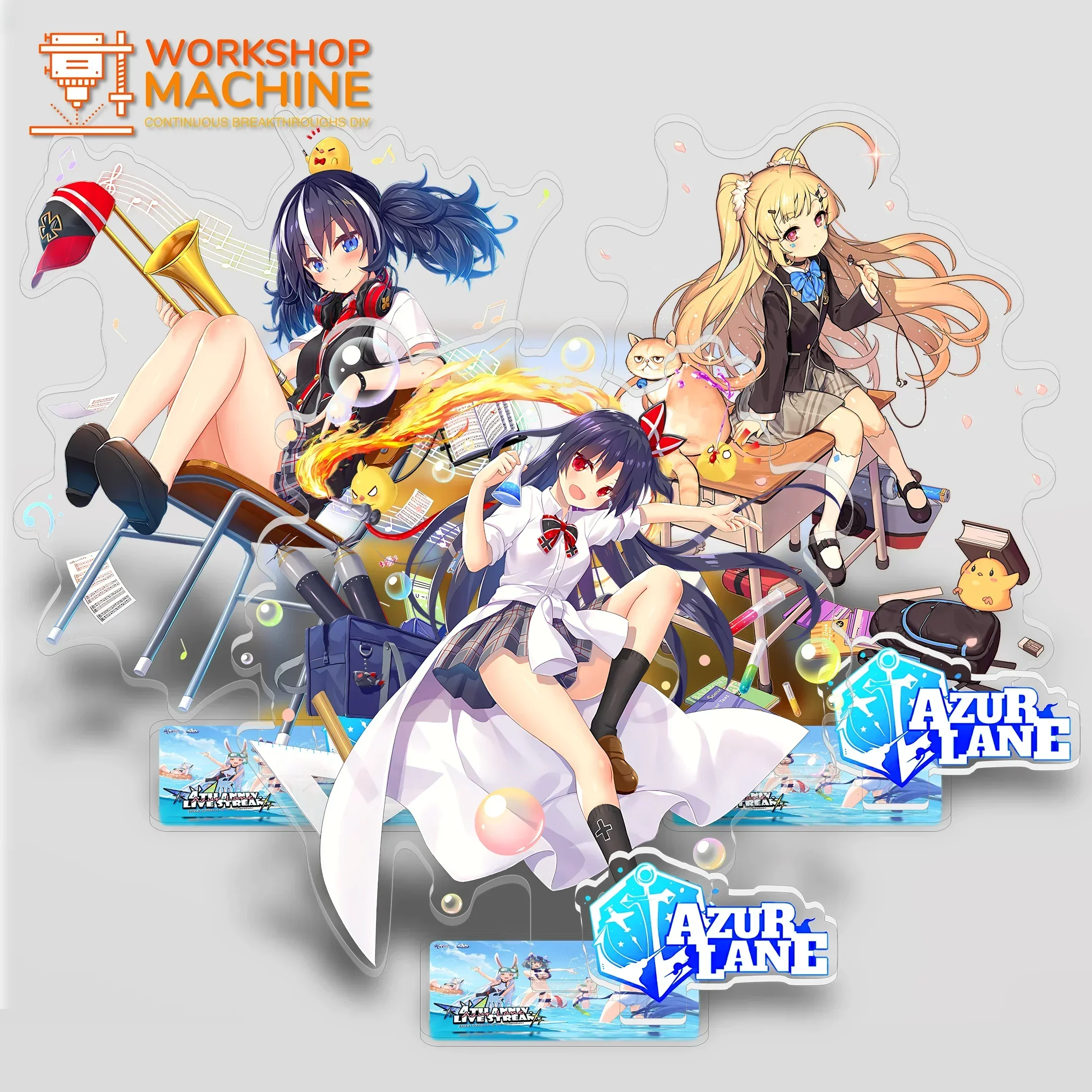 

Azur Lane P4 Anime Characters Acrylic Display Stand Model Office Desktop Sign Gift Doll Collection Props Figure Window Extension