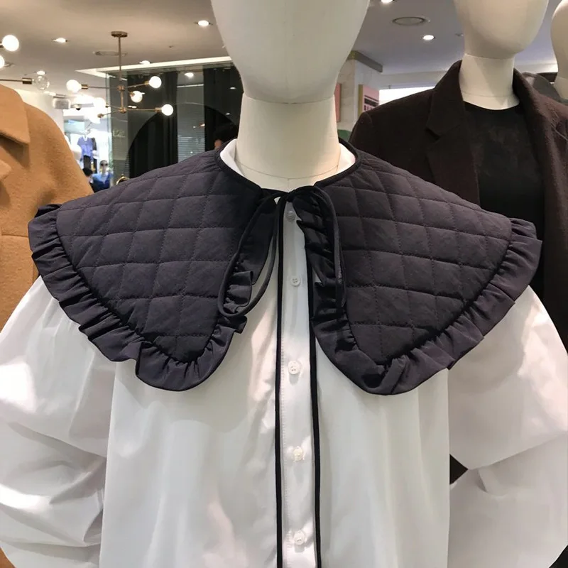 

Women's Korean Dongdaemun Faux Collar Shawl Thickened Cotton Padded Small Cute Winter Accessory