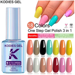 KODIES GEL New Gel Nail Polish 3 IN 1 One Step Summer Color Gel Varnish Semi Permanent UV/LED Soak Off Manicure Nail Art Lacquer