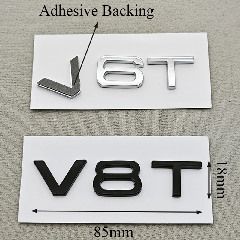 ثلاثية الأبعاد ABS رسائل السيارة الخلفي الجذع شارة شعار V6T V8T ملصق شعار مائي لأودي S4 S5 S6 S7 RS6 RS7 Q7 Q8 A5 A6 A7 A8 اكسسوارات