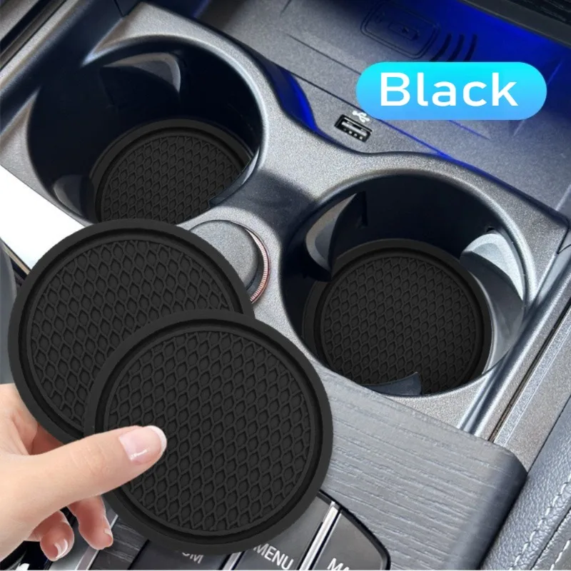 

4-Piece Car Dashboard Cup Mats - Black PVC Soft Anti-Slip, Universal Multi-Car Model Fit, Practical Accessory