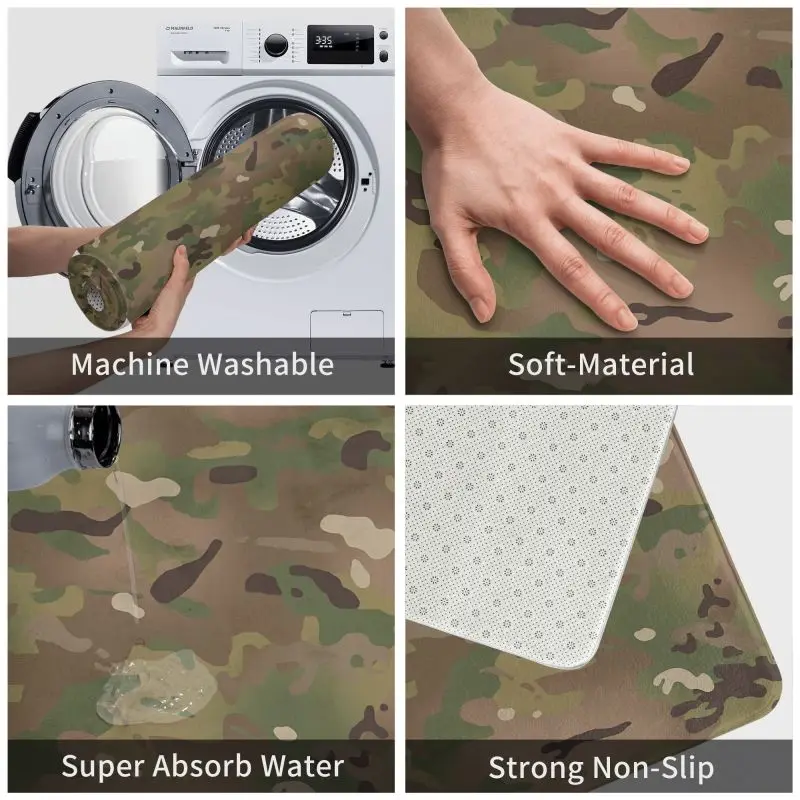 Military Camo Camouflage Army Front Floor Door Entrance Mat Outdoor Bathroom Kitchen Doormat Garage Carpet Rug