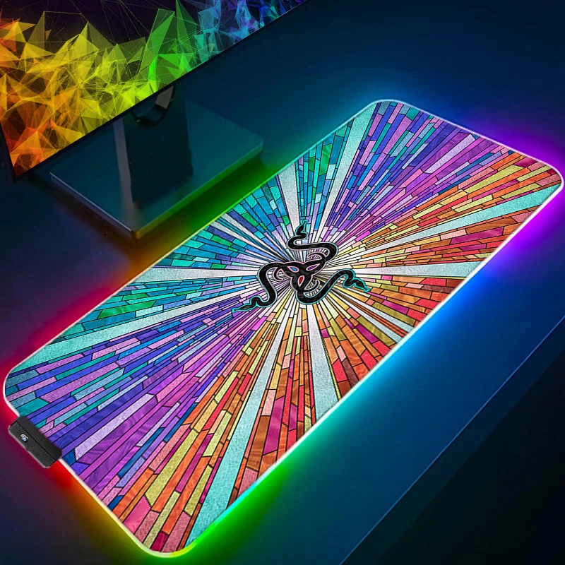 لوحة ماوس Razer RGB LED وسادة مطاطية ممتدة غير قابلة للانزلاق حصيرة مكتبية للكمبيوتر المحمول لوحة مفاتيح ملحقات الكمبيوتر لوحة ماوس HD سجادات ألعاب كبيرة