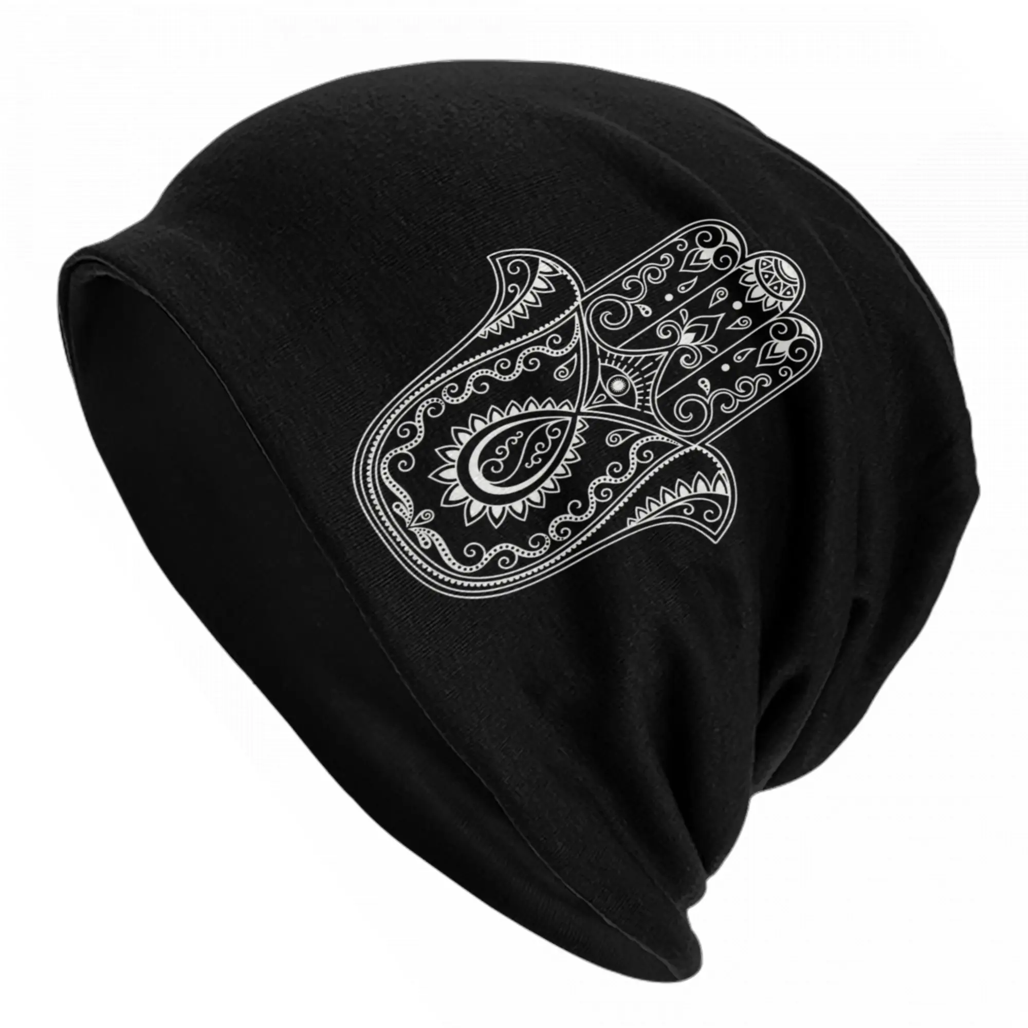 Hamsa Evil Eye Bonnet Hats Casual Ski Hamsa Hand Bohemian Skullies Beanies Hats Men's Women's Warm Multifunction Cap