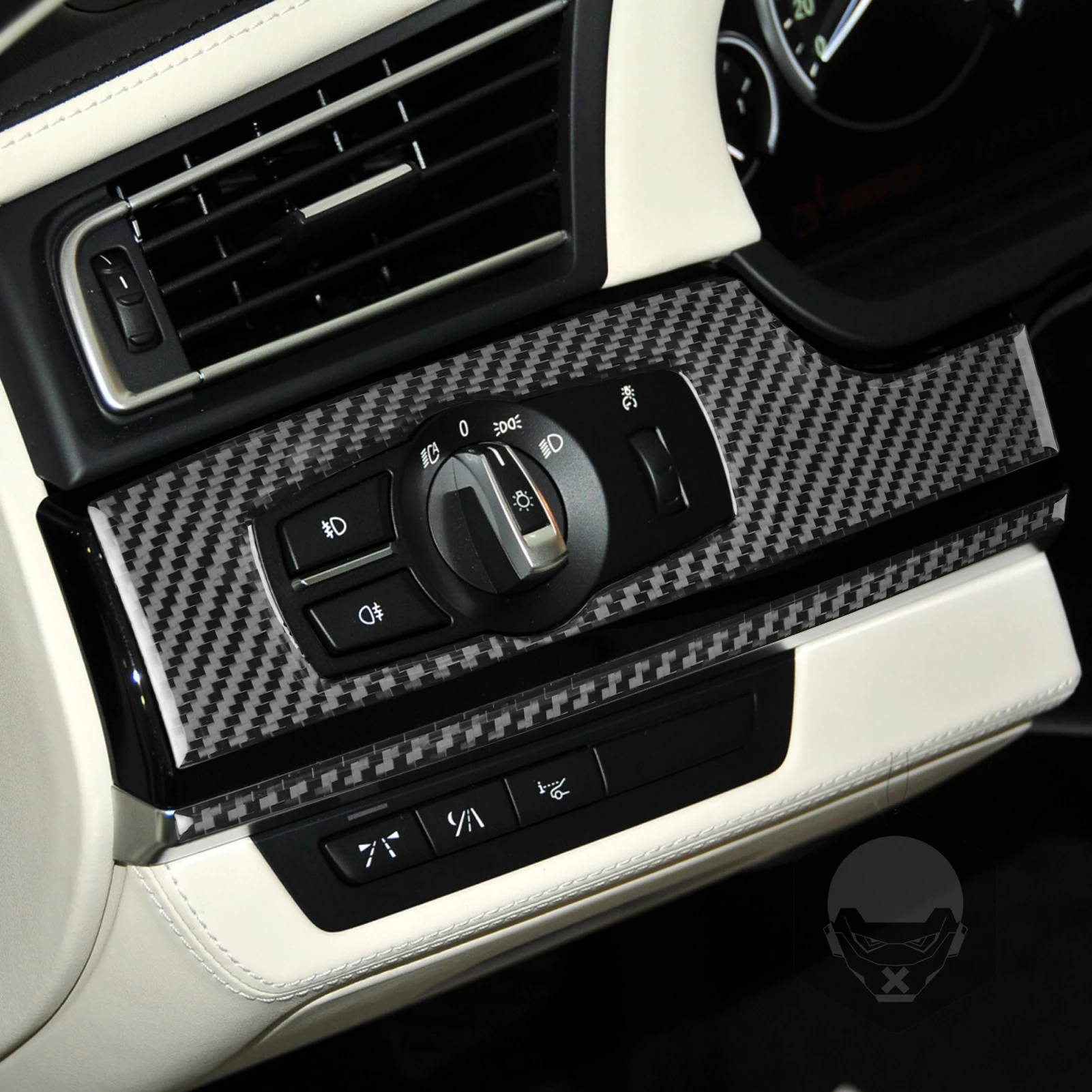 For BMW 7 Series F01 2009-2014 Carbon Fiber Gear Shift Window Lift Air Outlet Steering Wheel Dashboard Suit Car Interior Sticker