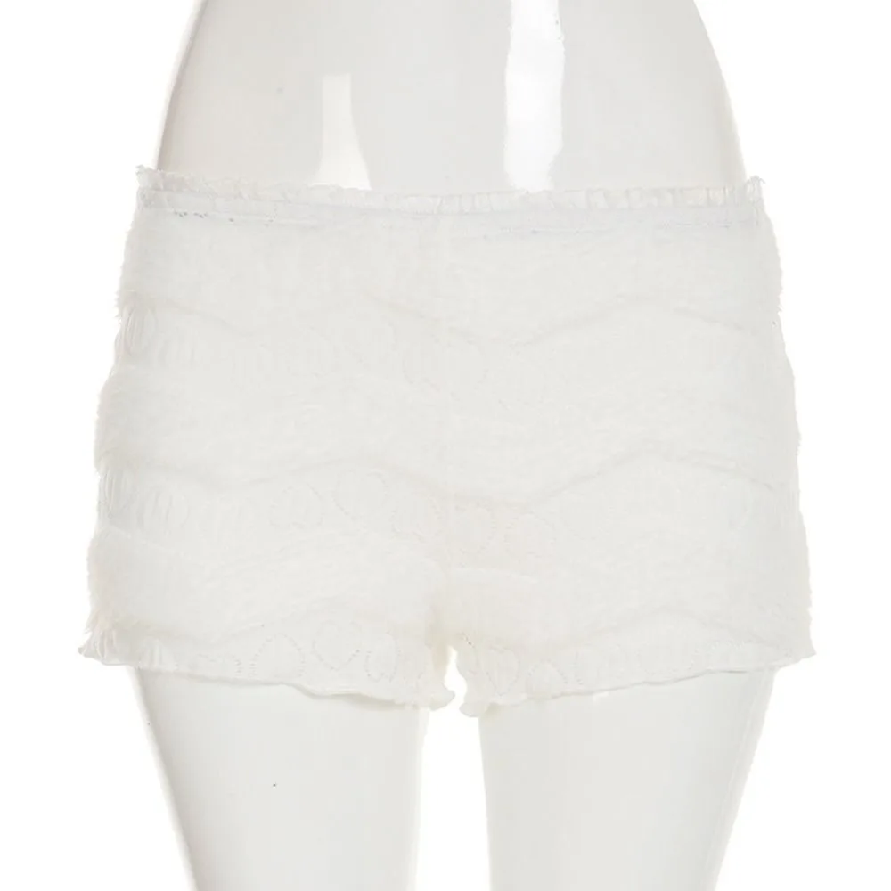 

Fashion Sweet Plush Hotpants Solid Color Hollow Low High Booty Shorts Wavy Strip Female Streetwear Lace Short Pants Summer