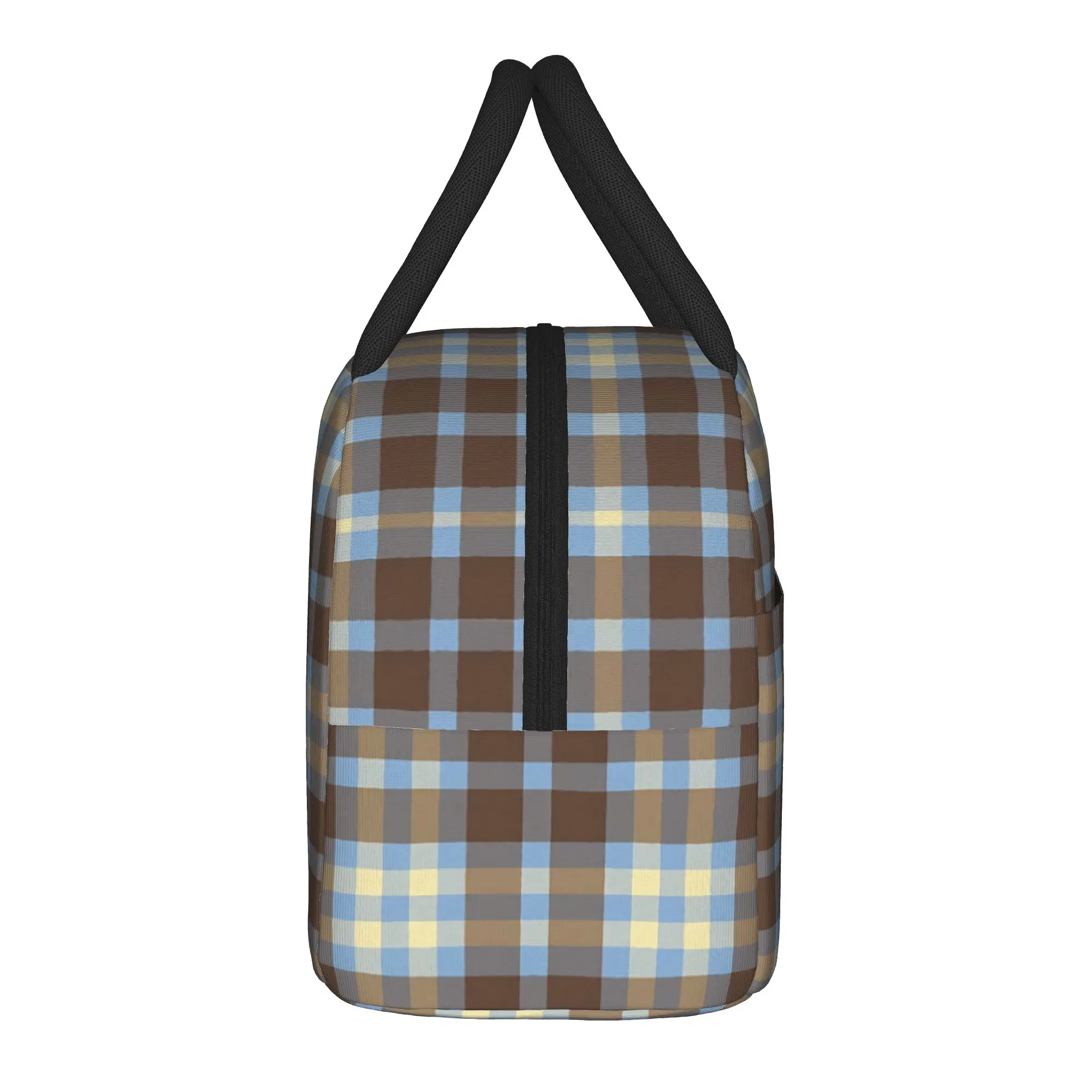 Rustic Autumn Blue Gingham Tartan  Insulated Lunch Bags Large  Lunch Container Cooler Bag Tote Lunch Box Work  Outdoor Food Bag